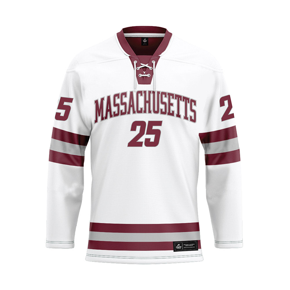 UMass - NCAA Men's Ice Hockey : Daniel Jencko - White Hockey Jersey-0