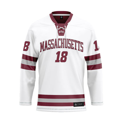 UMass - NCAA Men's Ice Hockey : Lawrence Keenan - White Hockey Jersey