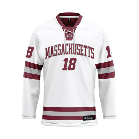 UMass - NCAA Men's Ice Hockey : Lawrence Keenan - White Hockey Jersey