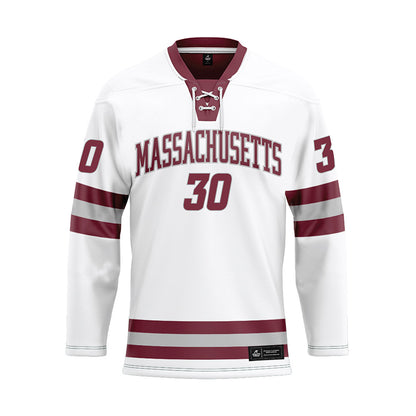 UMass - NCAA Men's Ice Hockey : Michael Hrabal - White Hockey Jersey