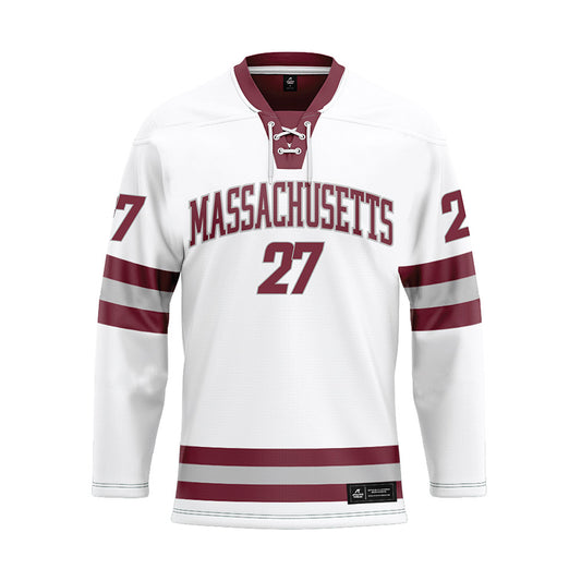 UMass - NCAA Men's Ice Hockey : Michael Cameron - White Hockey Jersey