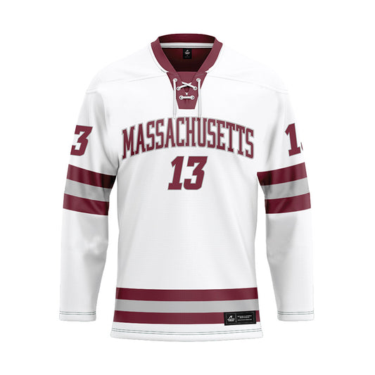 UMass - NCAA Men's Ice Hockey : Joey Musa - White Hockey Jersey