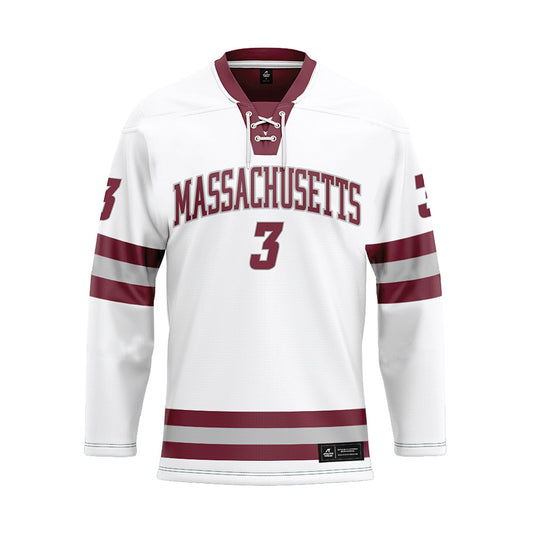 UMass - NCAA Men's Ice Hockey : Kazimier Sobieski - White Hockey Jersey-0