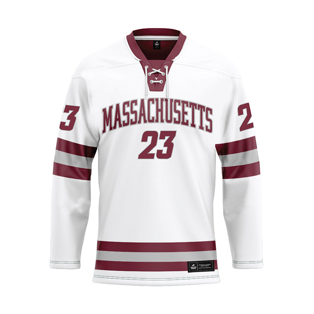 UMass - NCAA Men's Ice Hockey : Francesco Dell'Elce - White Hockey Jersey