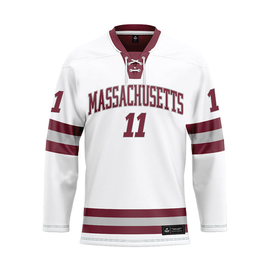 UMass - NCAA Men's Ice Hockey : Lucas Mercuri - White Hockey Jersey