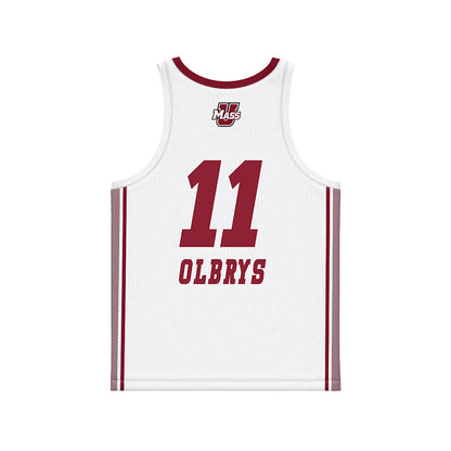 UMass - NCAA Women's Basketball : Megan Olbrys - White Basketball Jersey-1