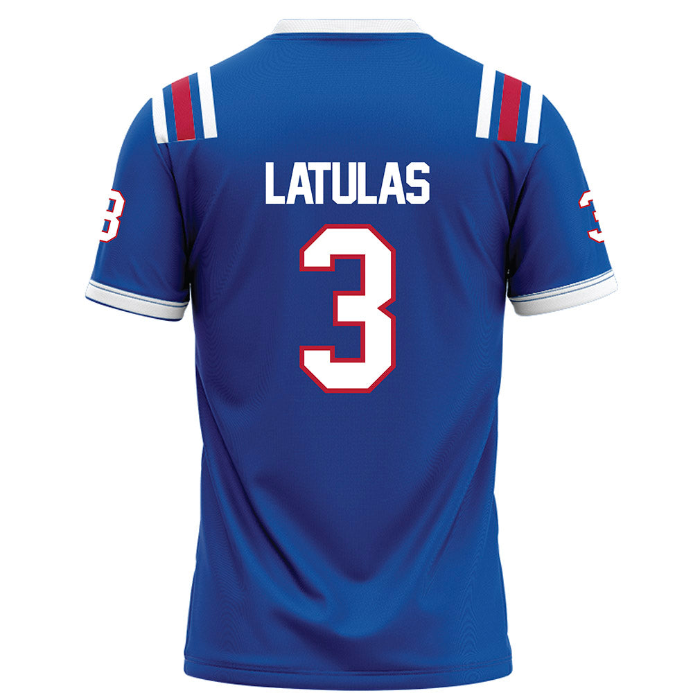 LA Tech - NCAA Football : Dedrick Latulas - Blue Football Jersey-1