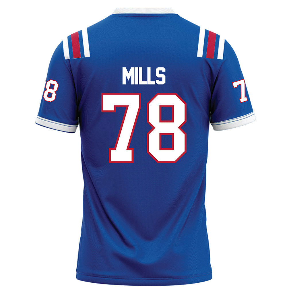 LA Tech - NCAA Football Legends : Jordan Mills - Blue Football Jersey-1