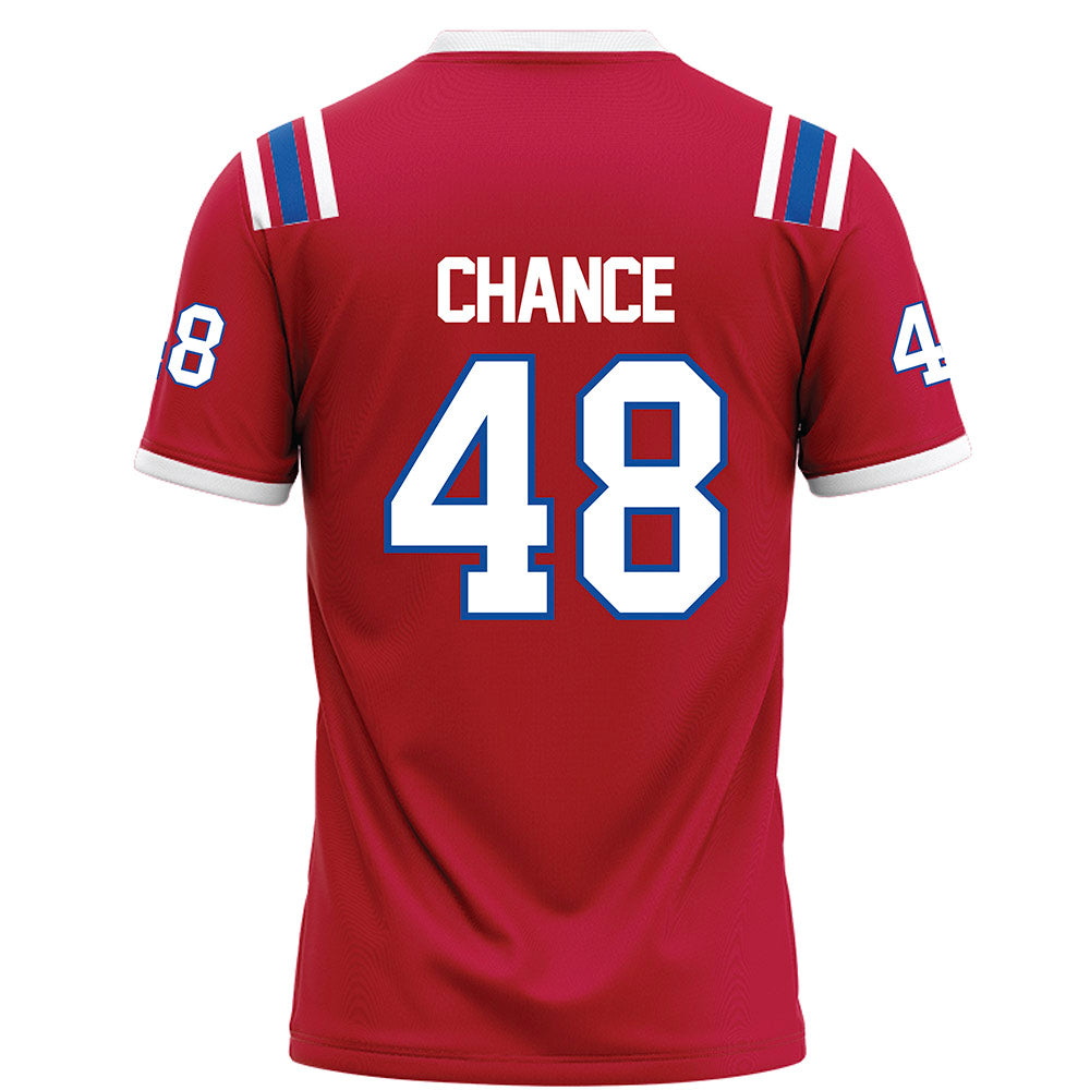 LA Tech - NCAA Football : John Hoyet Chance - Red Football Jersey-1