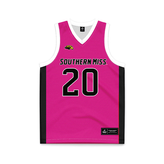 Southern Miss - NCAA Women's Basketball : Je'Mya Evans - Pink Basketball Jersey-0