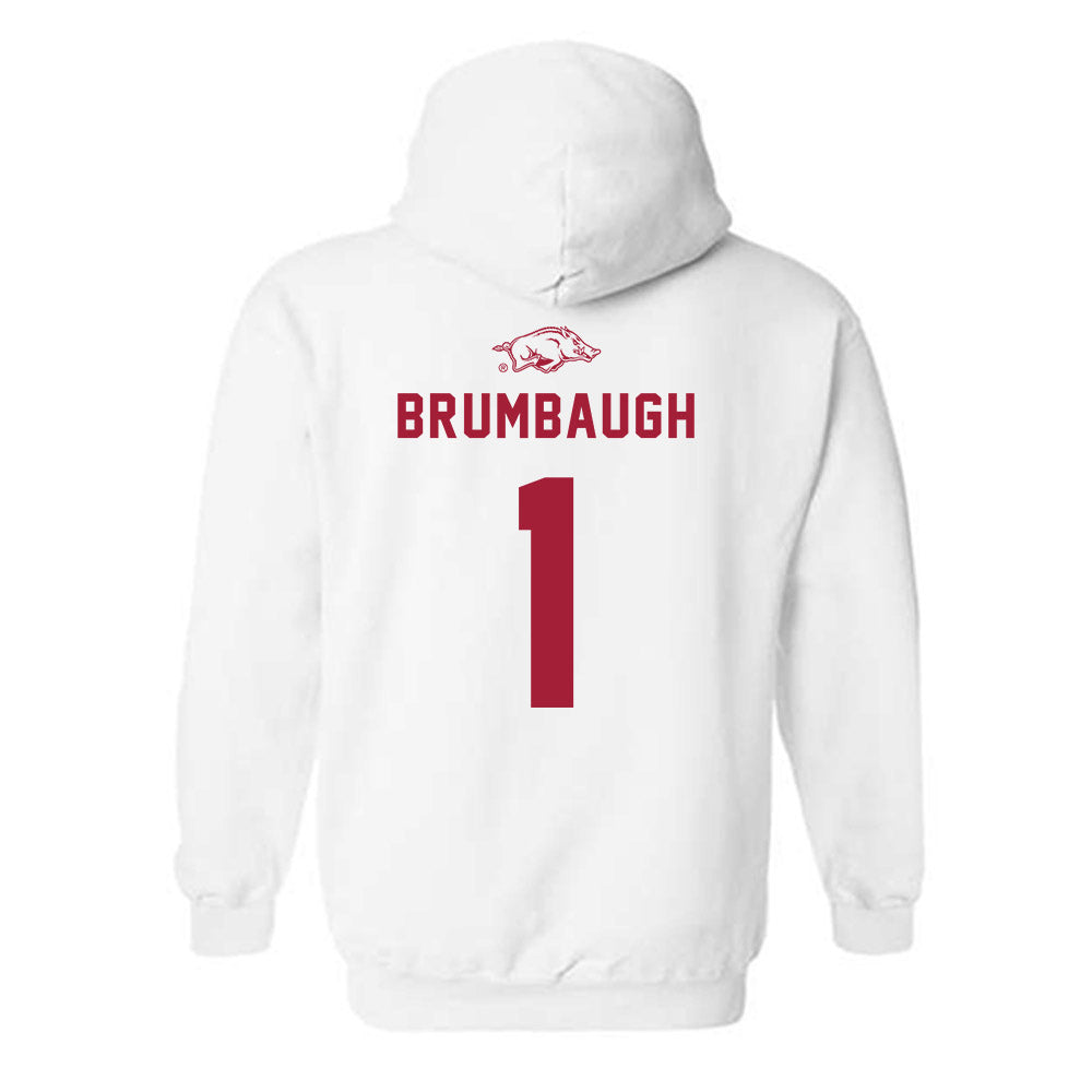 Arkansas - NCAA Baseball : Carson Brumbaugh - Replica Shersey Hooded Sweatshirt-1
