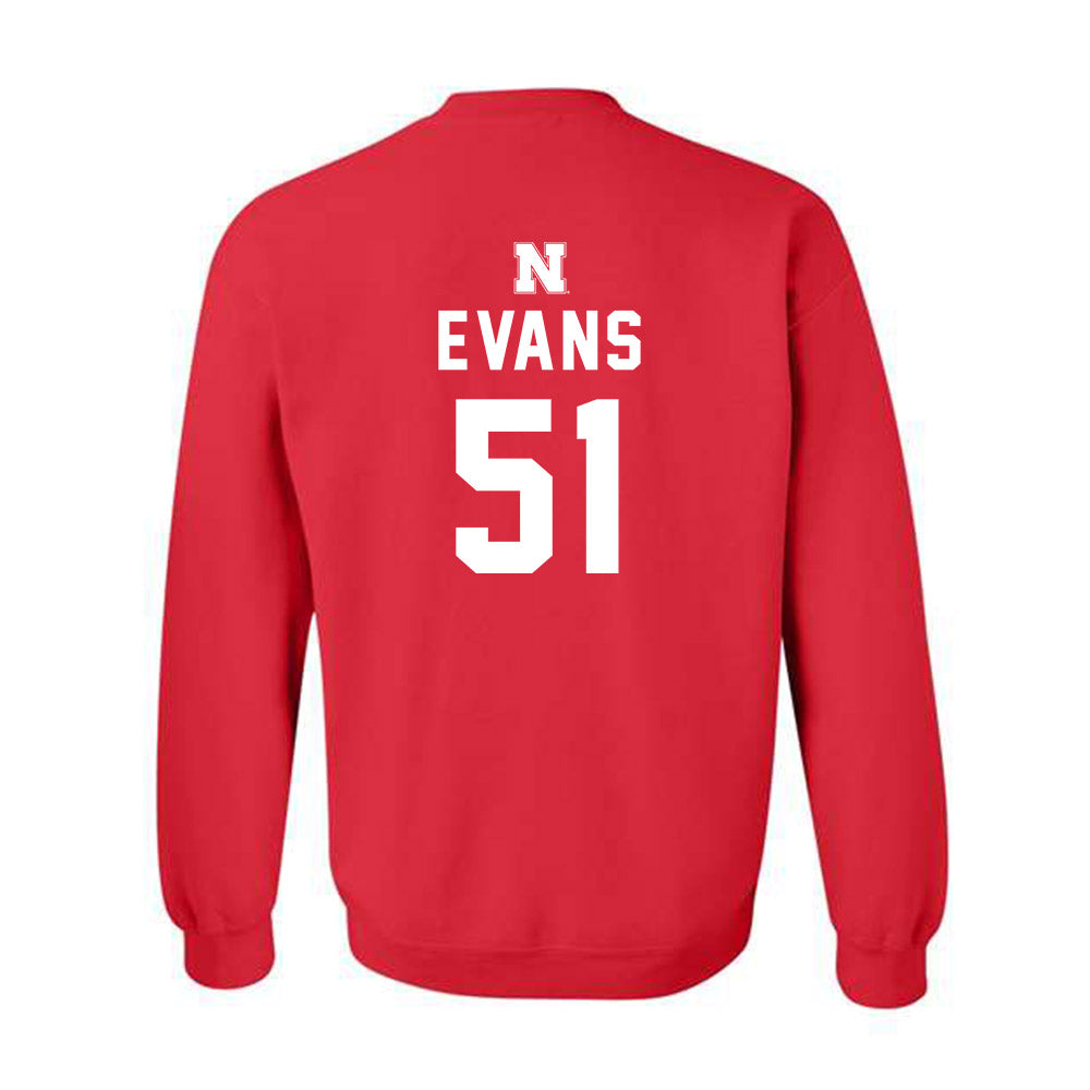 Nebraska - NCAA Football : Justin Evans - Replica Shersey Crewneck Sweatshirt-1
