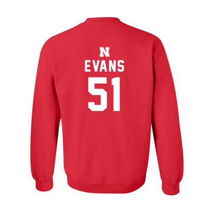 Nebraska - NCAA Football : Justin Evans - Replica Shersey Crewneck Sweatshirt-1