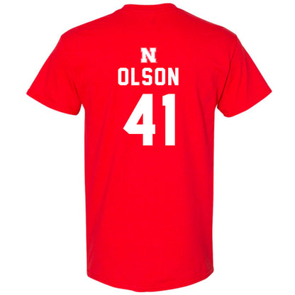 Nebraska - NCAA Baseball : Chase Olson - Replica Shersey T-Shirt-1