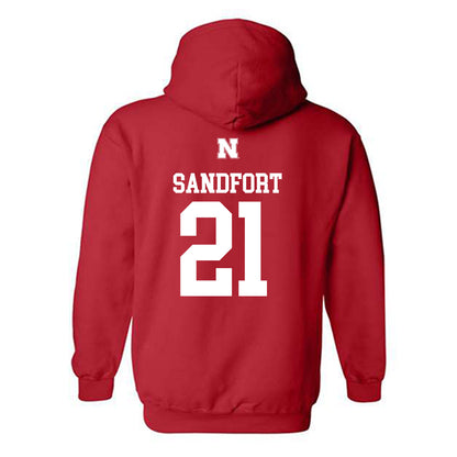 Nebraska - NCAA Men's Basketball : Pryce Sandfort - Generic Shersey Hooded Sweatshirt-1