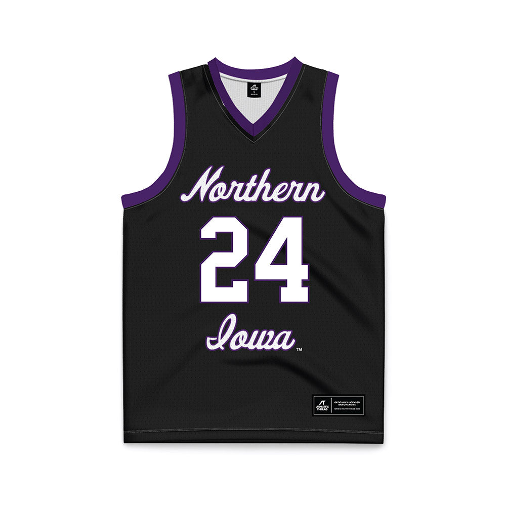 Northern Iowa - NCAA Men's Basketball : Jalen Wilson - Black Basketball Jersey-0