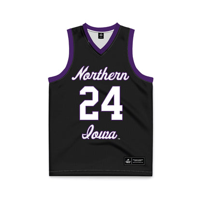 Northern Iowa - NCAA Men's Basketball : Jalen Wilson - Black Basketball Jersey-0