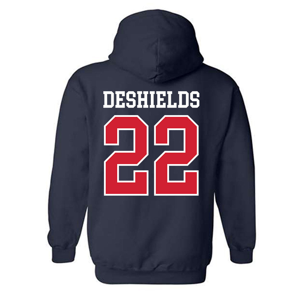 Ole Miss - NCAA Women's Basketball : Denim DeShields - Replica Shersey Hooded Sweatshirt-1