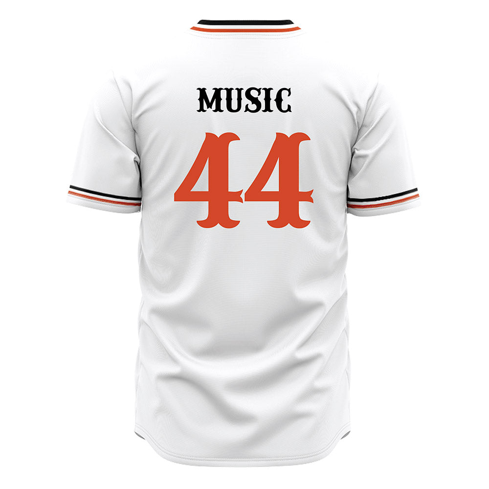 Campbell - NCAA Baseball : Jett Music - White Jersey-1