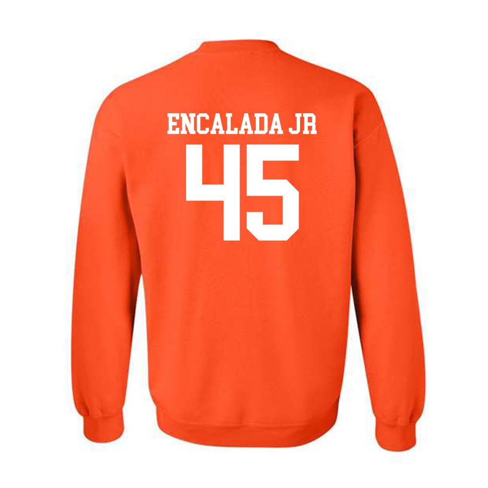 UTRGV - NCAA Baseball : Emir Encalada Jr - Orange Crewneck Sweatshirt-1