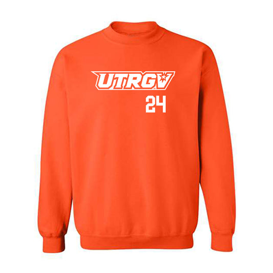 UTRGV - NCAA Baseball : Cameron Carter - Orange Crewneck Sweatshirt-0