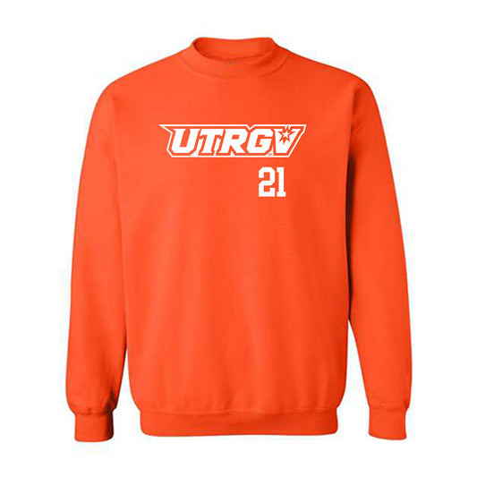 UTRGV - NCAA Baseball : Hank Warren - Orange Crewneck Sweatshirt-0