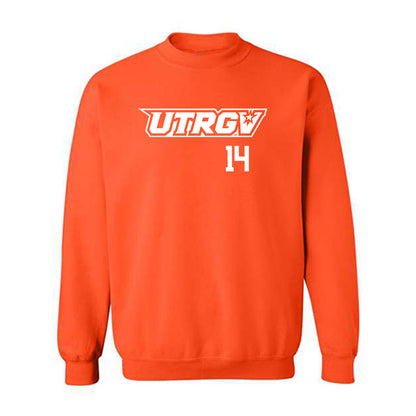 UTRGV - NCAA Baseball : Harrison Thayer - Orange Crewneck Sweatshirt-0