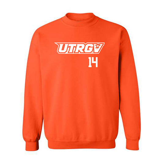 UTRGV - NCAA Baseball : Harrison Thayer - Orange Crewneck Sweatshirt-0