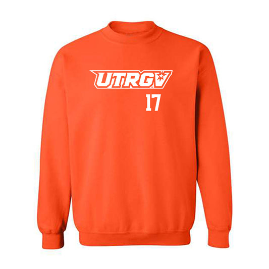 UTRGV - NCAA Baseball : Steven Oliva - Orange Crewneck Sweatshirt-0