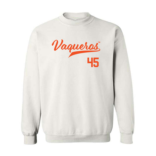 UTRGV - NCAA Baseball : Emir Encalada Jr - White Crewneck Sweatshirt-0