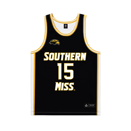 Southern Miss - NCAA Men's Basketball : Djahi Binet - Black Basketball Jersey-0