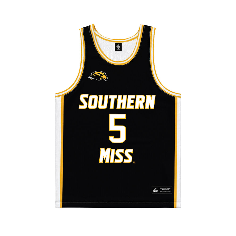 Southern Miss - NCAA Men's Basketball : Jett Montgomery - Black Basketball Jersey-0