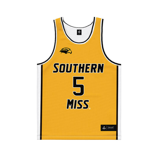 Southern Miss - NCAA Men's Basketball : Jett Montgomery - Gold Basketball Jersey-0