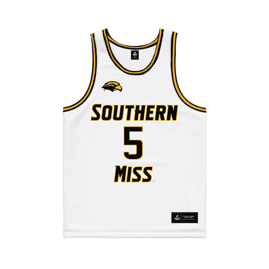 Southern Miss - NCAA Men's Basketball : Jett Montgomery - White Basketball Jersey-0