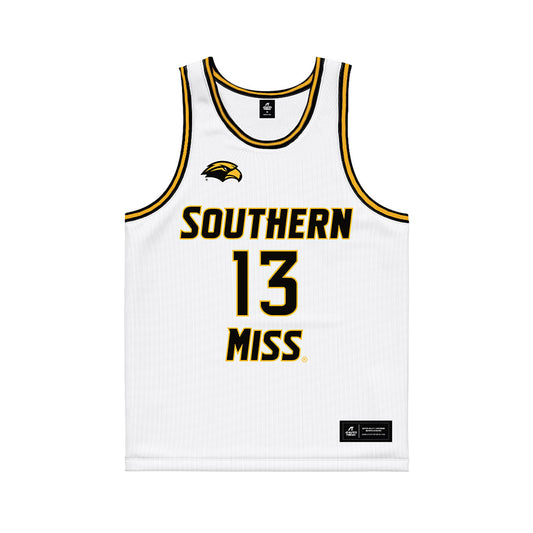 Southern Miss - NCAA Men's Basketball : Dylan Brumfield - White Basketball Jersey-0