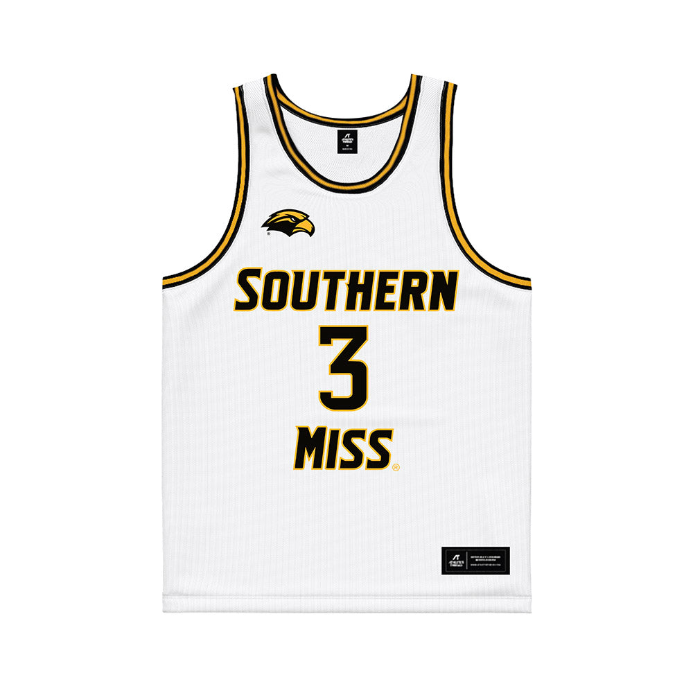 Southern Miss - NCAA Men's Basketball : Chiante Tramble - White Basketball Jersey-0