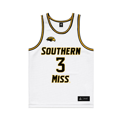 Southern Miss - NCAA Men's Basketball : Chiante Tramble - White Basketball Jersey-0