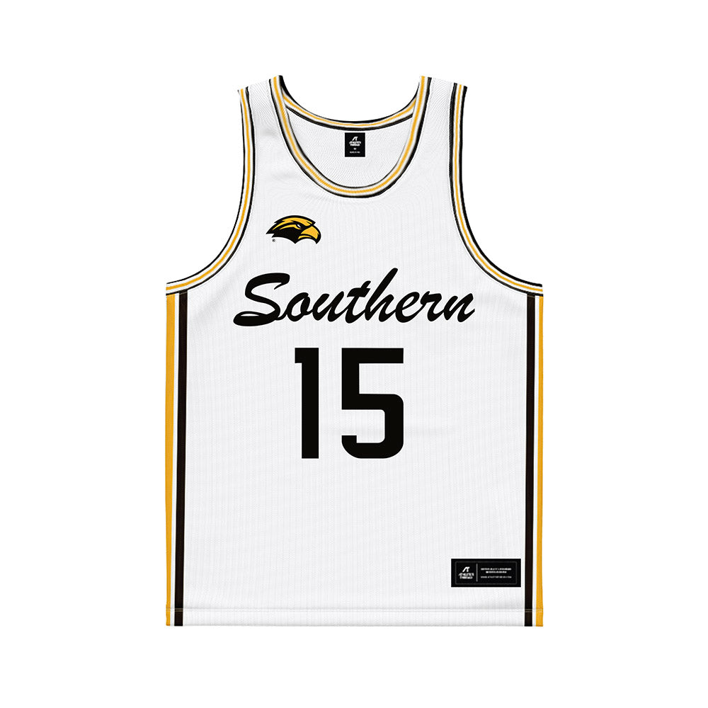 Southern Miss - NCAA Men's Basketball : Djahi Binet - White Basketball Jersey-0