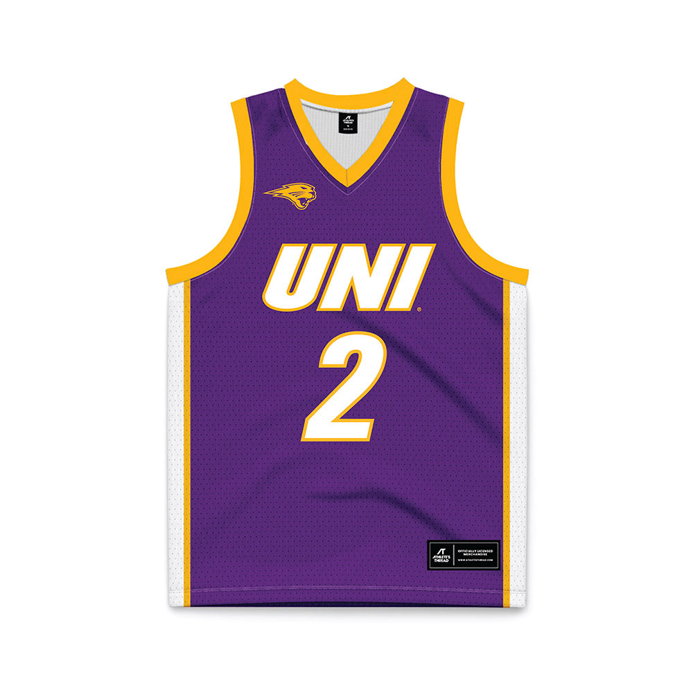 Northern Iowa - NCAA Men's Basketball : Geon Hutchins - Purple Basketball Jersey-0