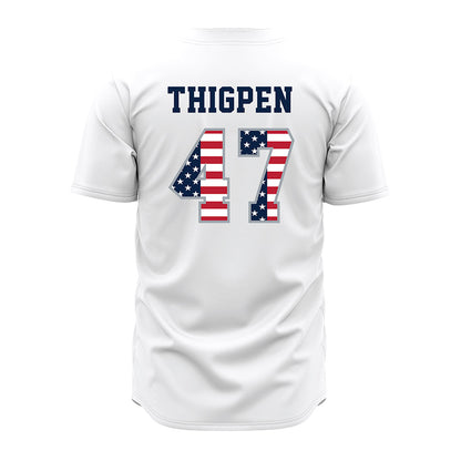 Troy - NCAA Baseball : Noah Thigpen - White Jersey