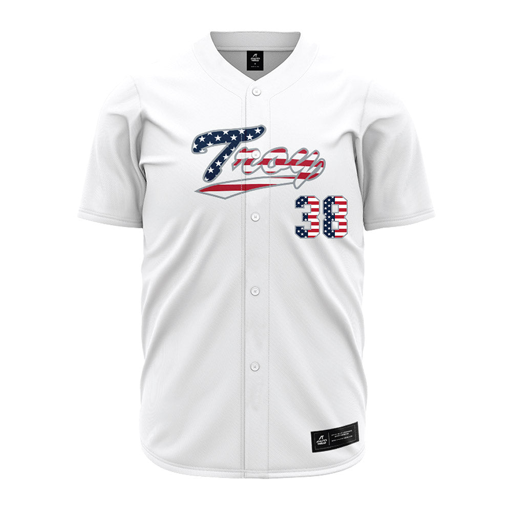 Troy - NCAA Baseball : Nate Criswell - White Jersey-0