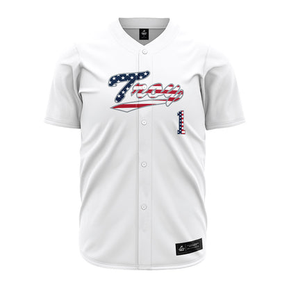 Troy - NCAA Baseball : Steven Meier - White Jersey-0