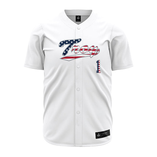 Troy - NCAA Baseball : Steven Meier - White Jersey-0