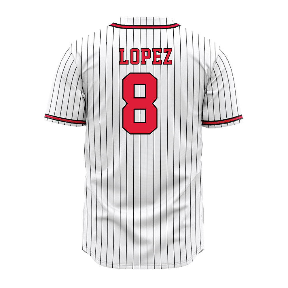 Lamar - NCAA Baseball : Mark Lopez - White Pinstripe Jersey-1
