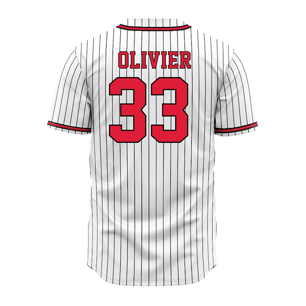 Lamar - NCAA Baseball : Christopher Olivier - White Pinstripe Jersey-1