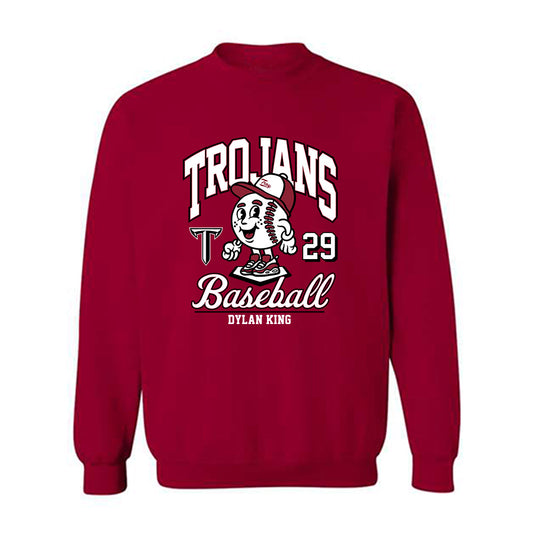Troy - NCAA Baseball : Dylan King - Cardinal Red Crewneck Sweatshirt-0