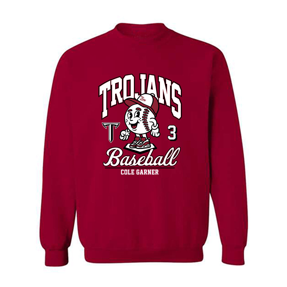 Troy - NCAA Baseball : Cole Garner - Cardinal Red Crewneck Sweatshirt-0