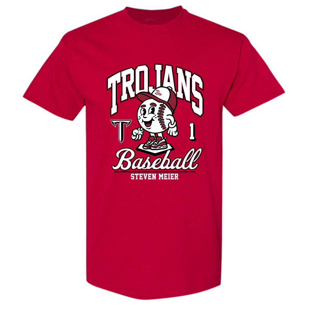 Troy - NCAA Baseball : Steven Meier - Cardinal Red T-Shirt-0