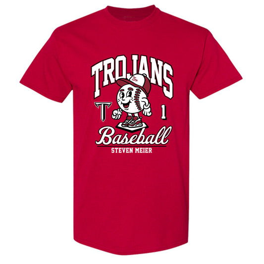 Troy - NCAA Baseball : Steven Meier - Cardinal Red T-Shirt-0