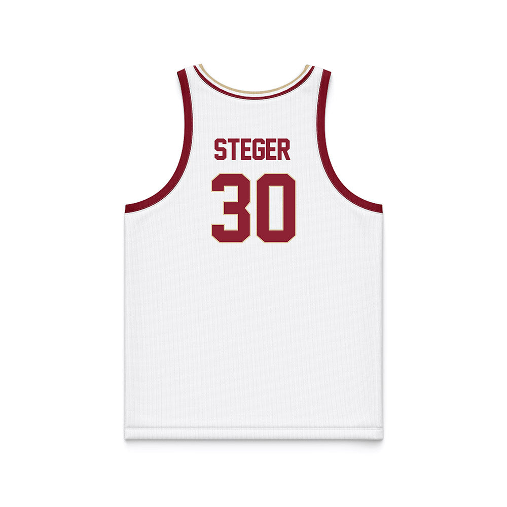 Boston College - NCAA Men's Basketball : Caleb Steger - White Basketball Jersey-1